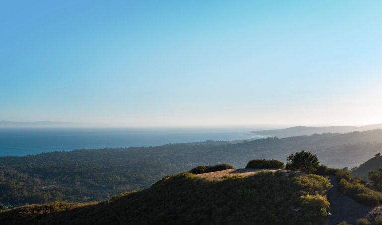 Ocean view at sunset from the hilltop